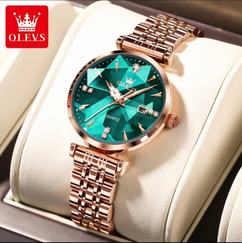 OLEVS Relógio Feminino Original Diamante Quartzo a Prova D'água Aço Inoxidável 5536 32mm