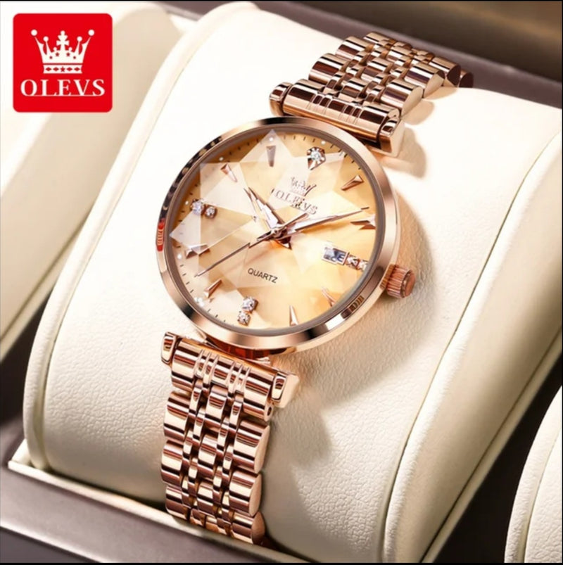 OLEVS Relógio Feminino Original Diamante Quartzo a Prova D'água Aço Inoxidável 5536 32mm